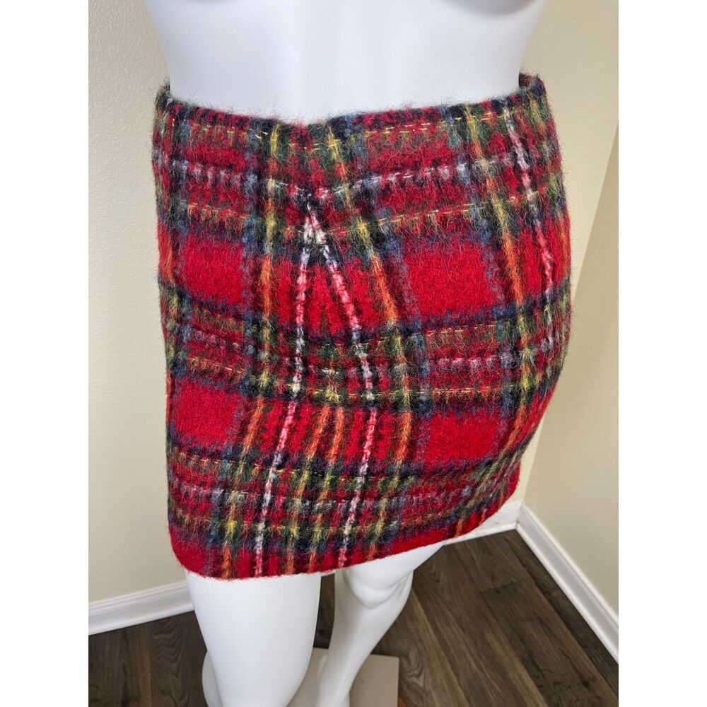 Lauren Ralph Lauren Women Size 10 Red Plaid Mohair Pencil Mini Skirt Preppy NEW - Picture 7 of 16